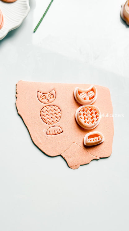 Owl Earring Cutter Set: 3-Piece Layered Polymer Clay Jewelry