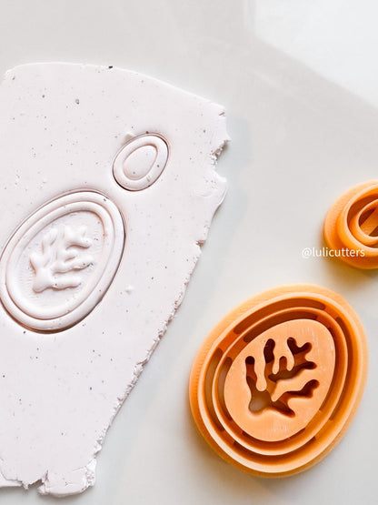 Oval Coral Imprint Clay Cutter Set Layered Ocean-Inspired Earring Cutter