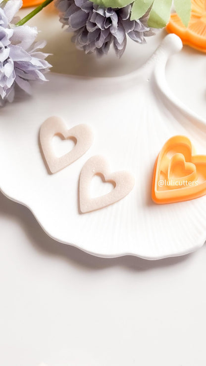Hollow Heart Clay Cutter – Outline Frame Shape for Polymer Clay Earrings and Charms