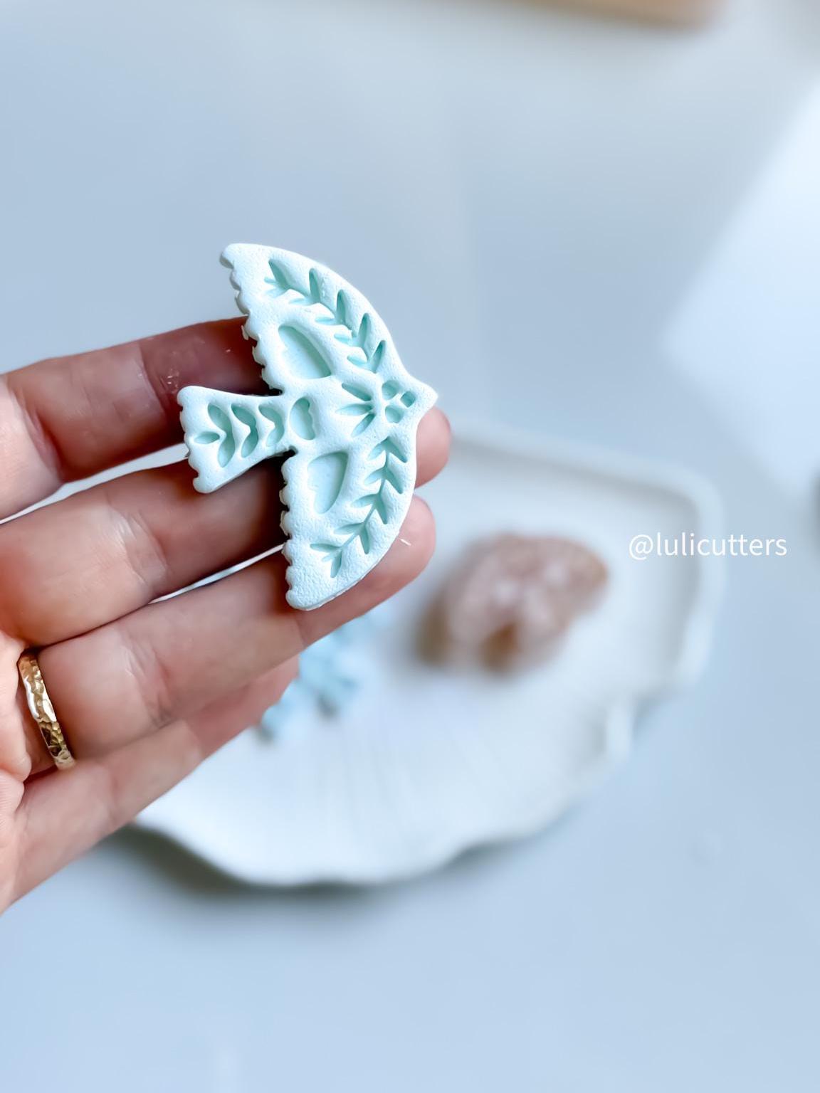 Folk Art Bird Polymer Clay Cutter 55mm & 35mm Imprint Earring Cutter