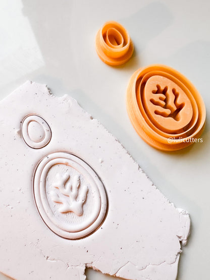 Oval Coral Imprint Clay Cutter Set Layered Ocean-Inspired Earring Cutter