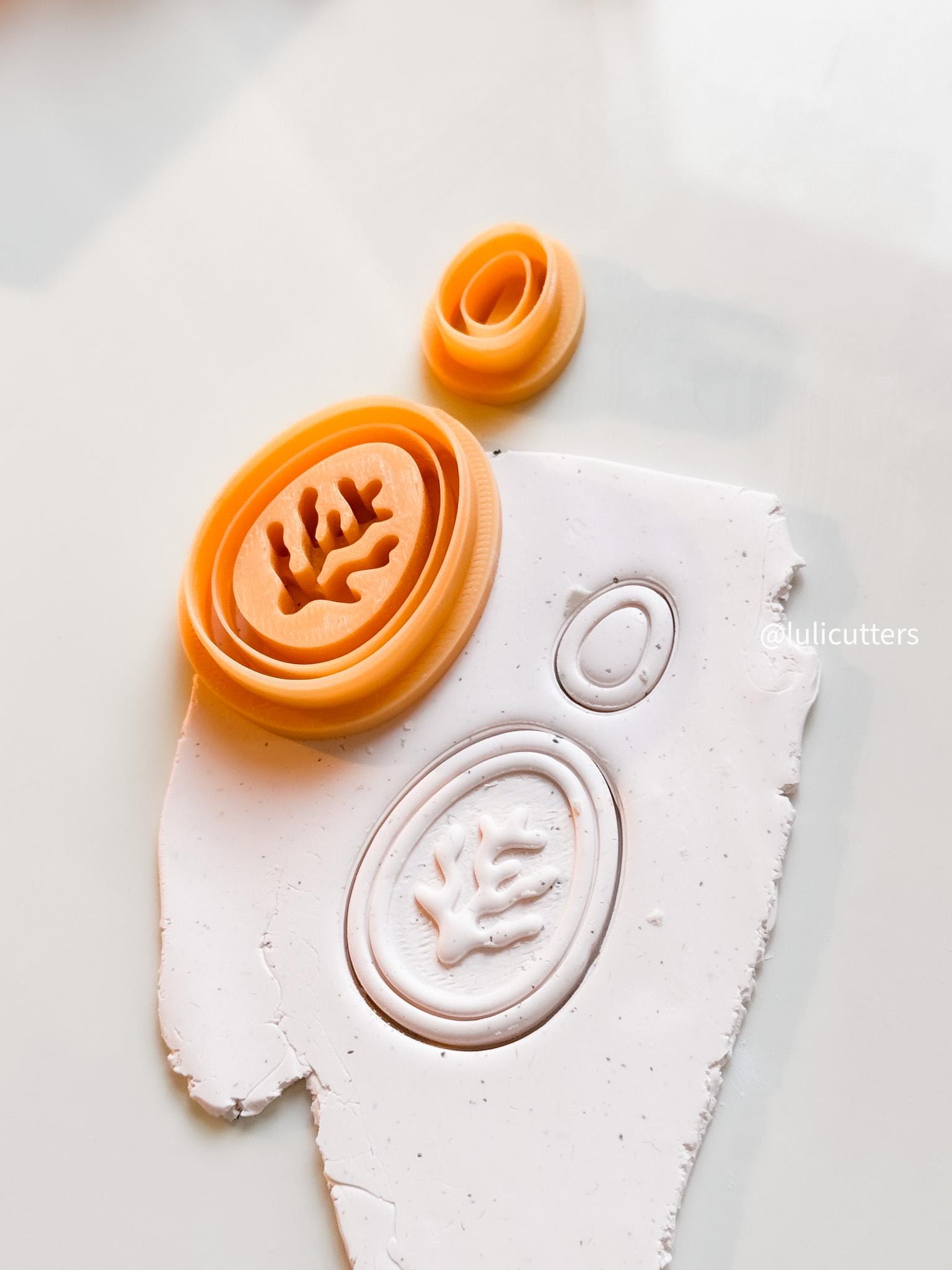 Oval Coral Imprint Clay Cutter Set Layered Ocean-Inspired Earring Cutter