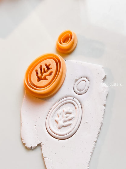 Oval Coral Imprint Clay Cutter Set Layered Ocean-Inspired Earring Cutter