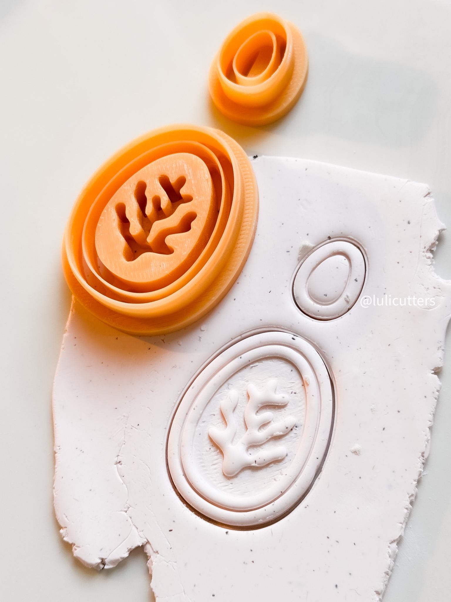 Oval Coral Imprint Clay Cutter Set Layered Ocean-Inspired Earring Cutter