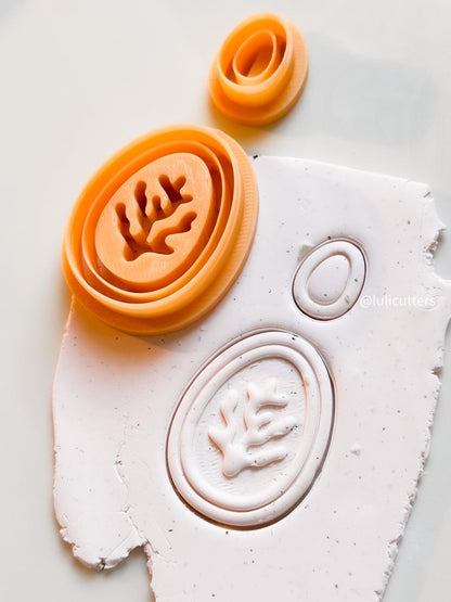 Oval Coral Imprint Clay Cutter Set Layered Ocean-Inspired Earring Cutter