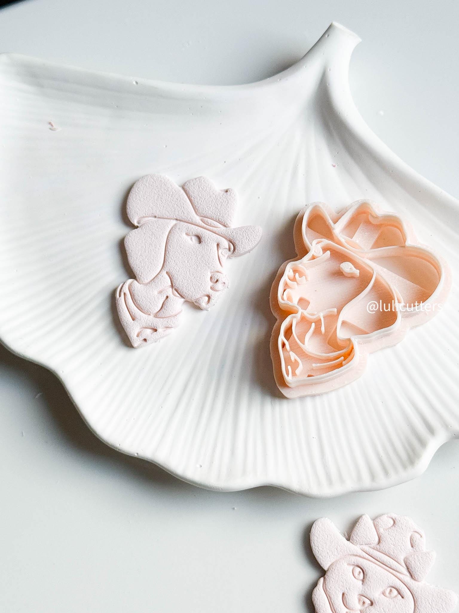 Cowboy Dog Polymer Clay Cutter: Western Earrings with Imprint