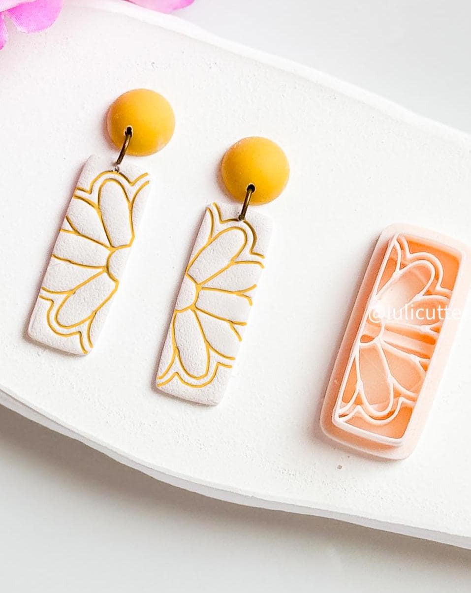 Floral Bar Polymer Clay Cutter: Mirrored Flower Earring Design