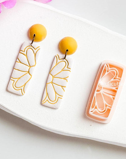 Floral Bar Polymer Clay Cutter: Mirrored Flower Earring Design