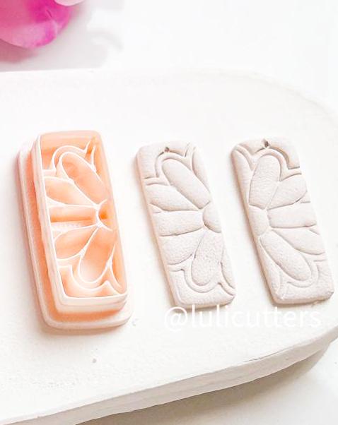 Floral Bar Polymer Clay Cutter: Mirrored Flower Earring Design
