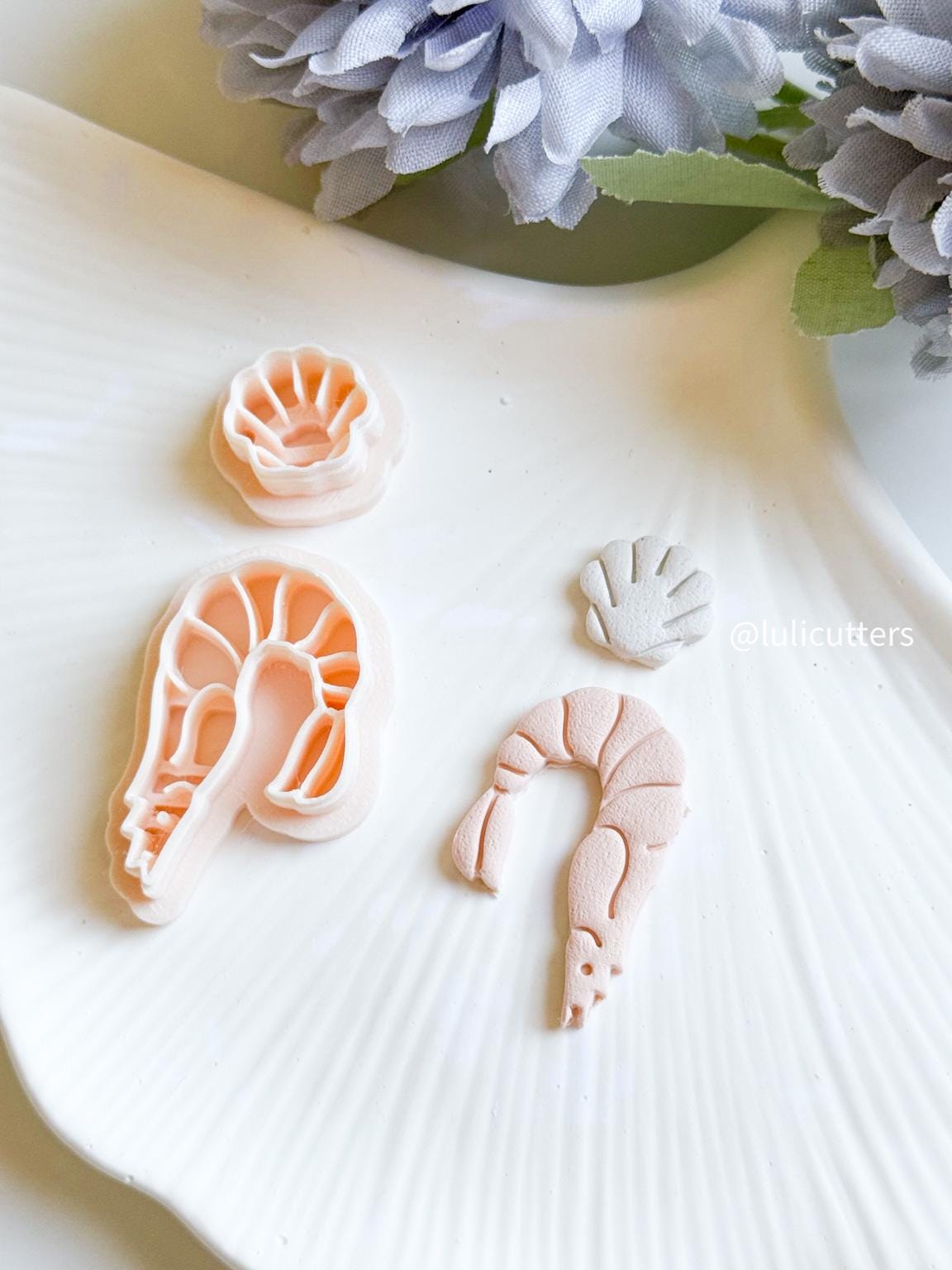 Shrimp and Seashell Polymer Clay Earring Cutters: Sea-Inspired Set