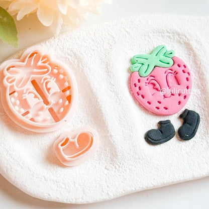 Strawberry Face Clay Cutter Set: Imprint Detail Earring Cutters