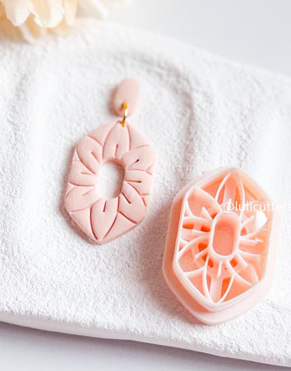 Boho Flower Burst Clay Cutter One-Piece Earring Cutter with Inner Stud Option