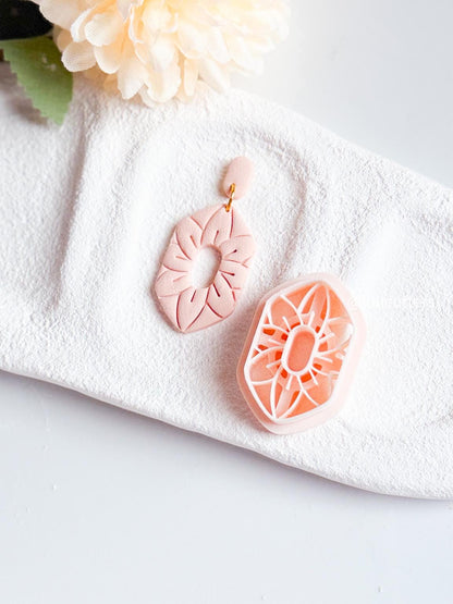 Boho Flower Burst Clay Cutter One-Piece Earring Cutter with Inner Stud Option