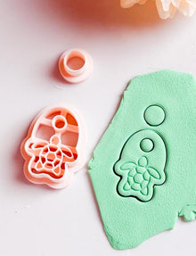 Sea Turtle Dangle Clay Cutter Set: Ocean Earring with Stud Top