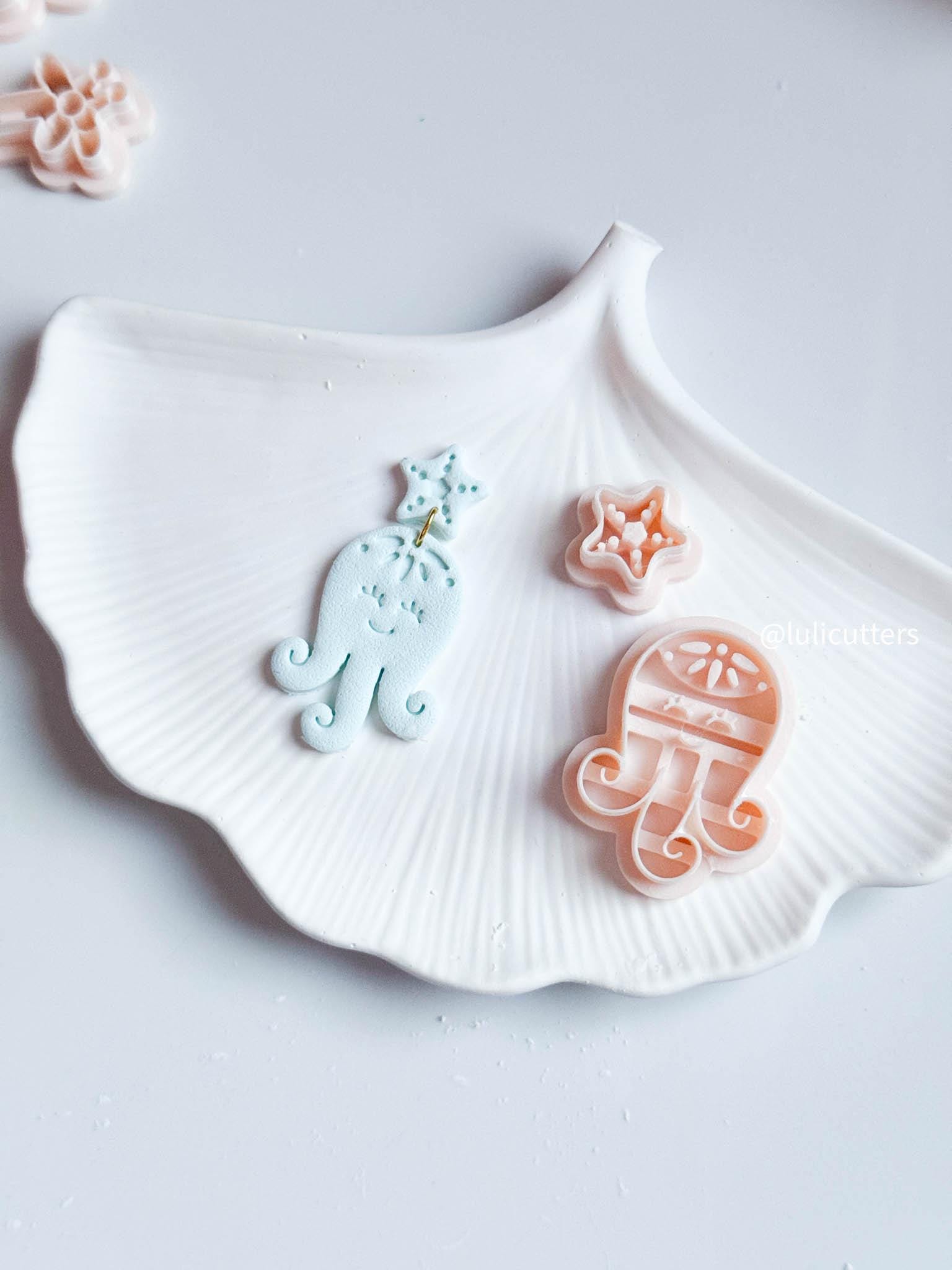 Smiley Octopus & Starfish Clay Cutter Set: Under the Sea Earring Tool