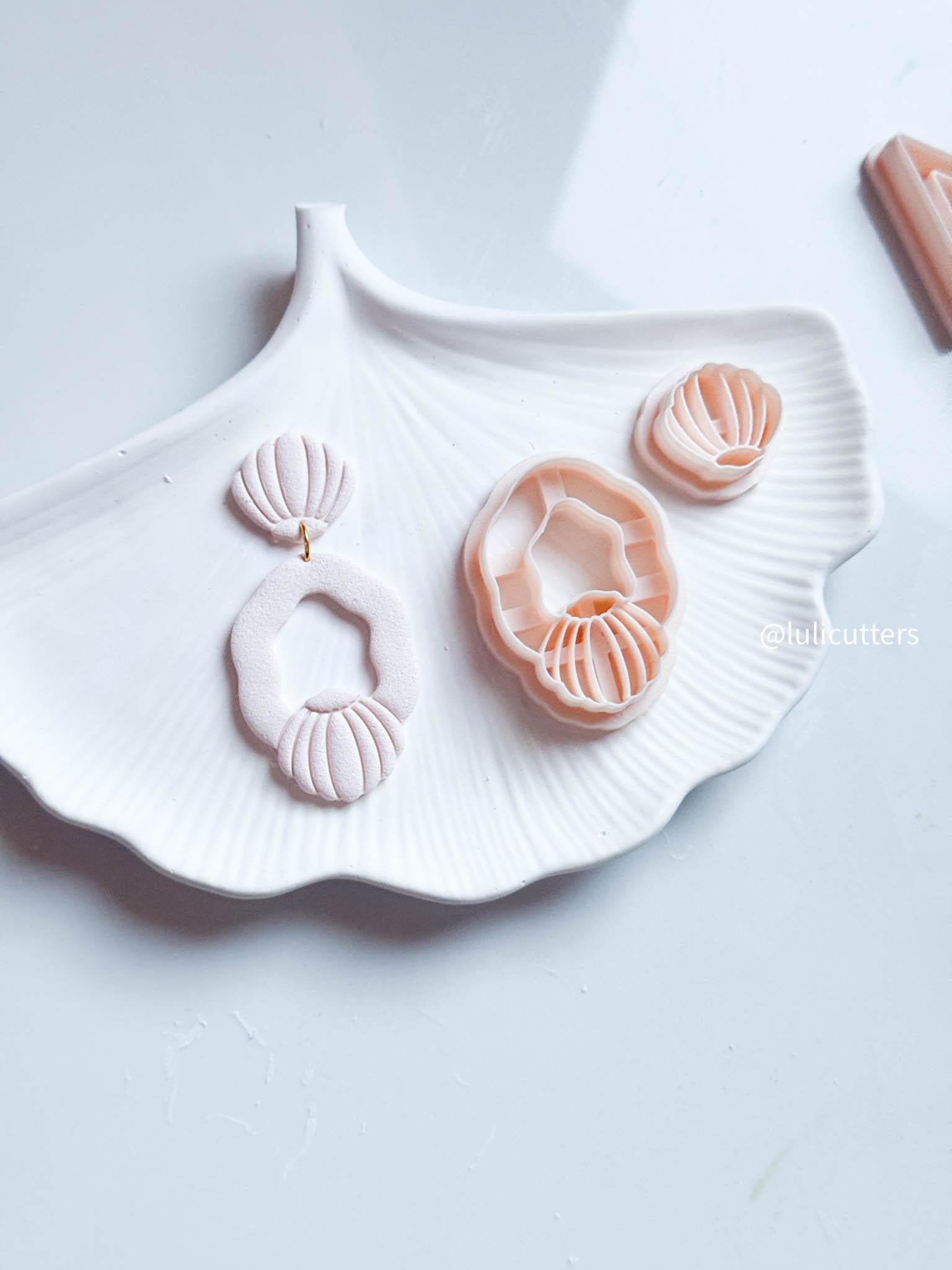 Shell Hoop Clay Cutter Set: Seashell Earring Tool with Imprint