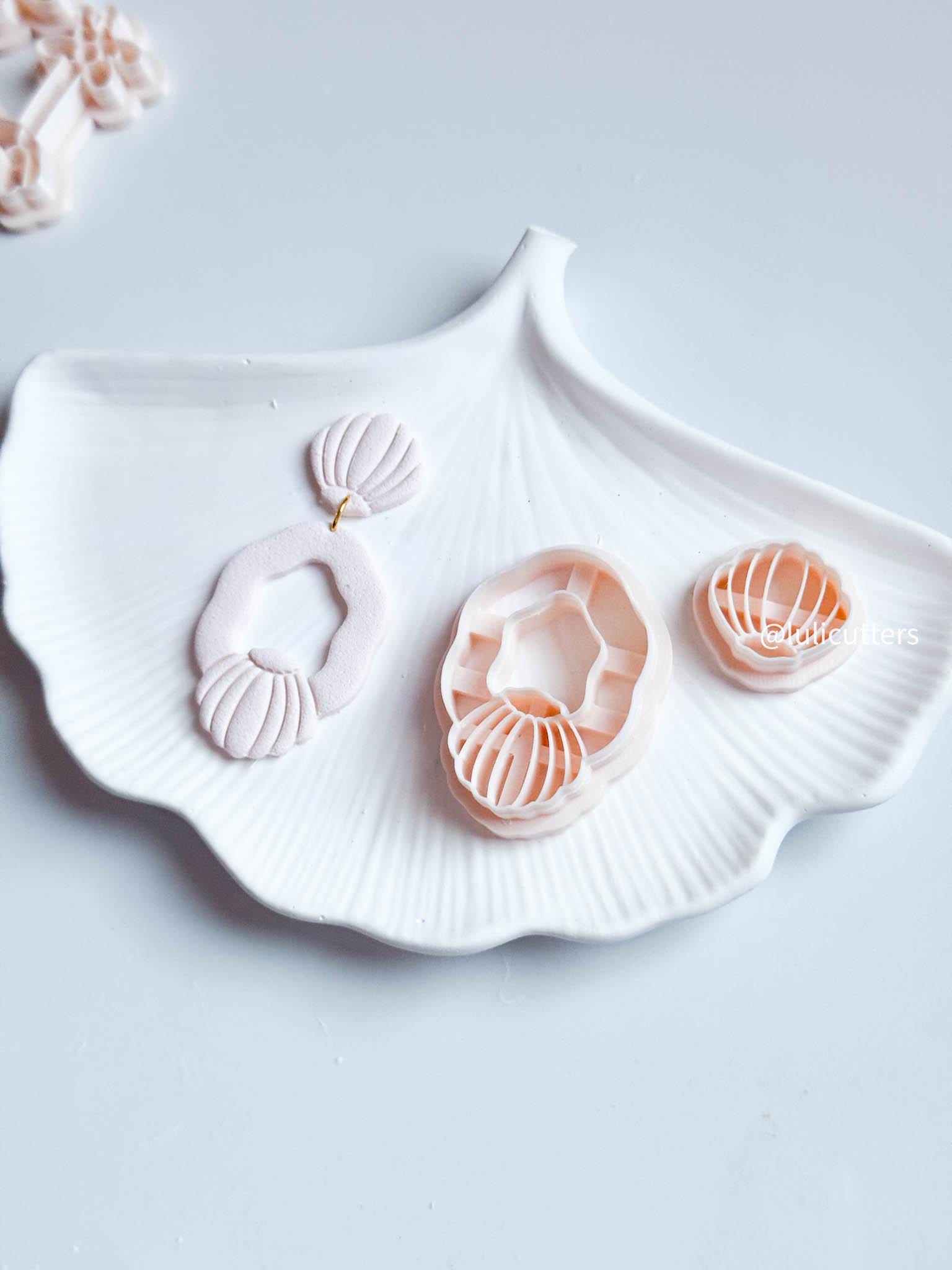 Shell Hoop Clay Cutter Set: Seashell Earring Tool with Imprint