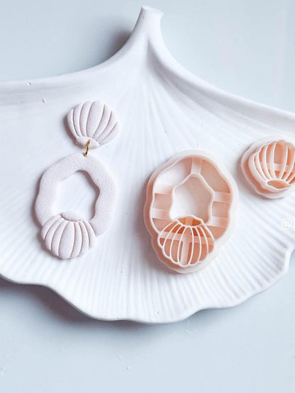 Shell Hoop Clay Cutter Set: Seashell Earring Tool with Imprint