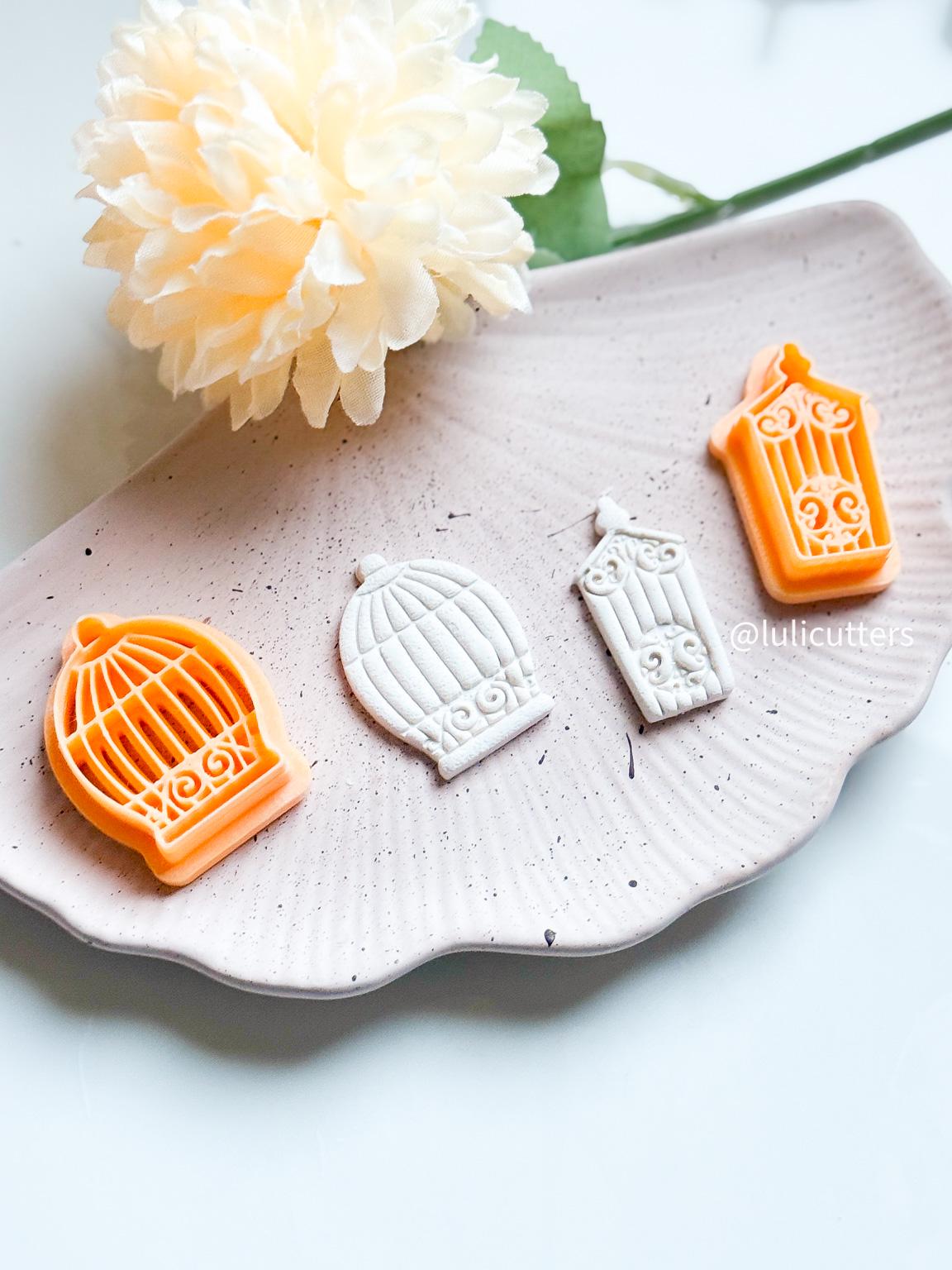 Birdcage Clay Cutter Set or Singles – Vintage Imprint Cage Cutters for Polymer Clay Jewelry