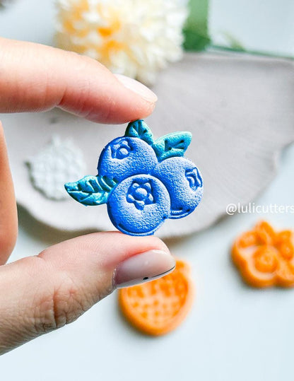 Blueberry Polymer Clay Cutter: Fruit & Leaf Imprint