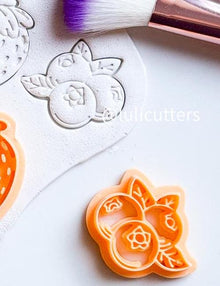 Blueberry Polymer Clay Cutter: Fruit & Leaf Imprint