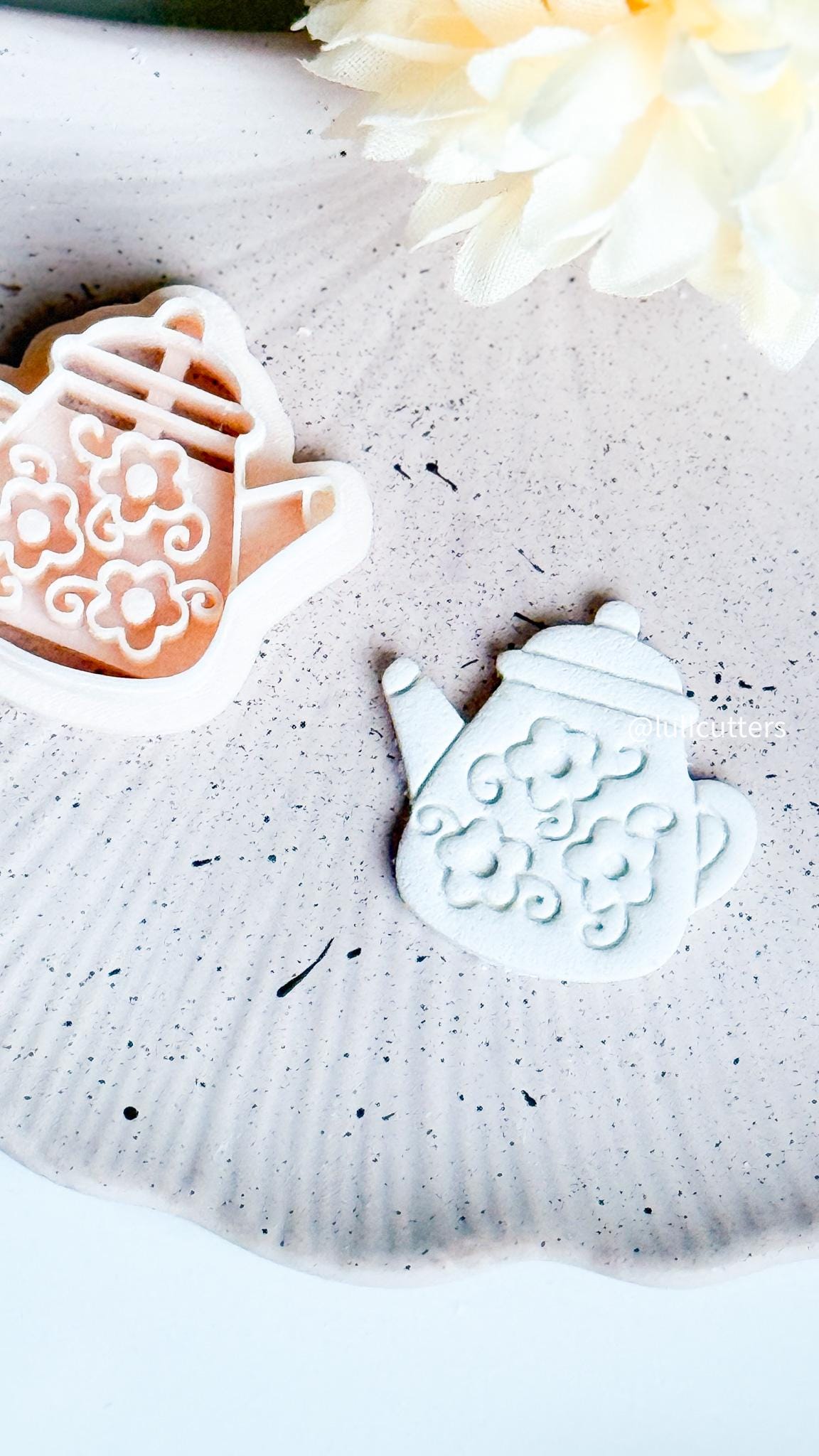 Floral Teapot Polymer Clay Cutter: Earring & Charm Mold