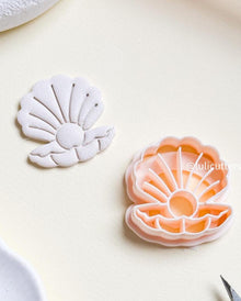 Open Seashell Cutter Polymer Clay Earring Cutter with Pearl and Crisp Imprint Lines