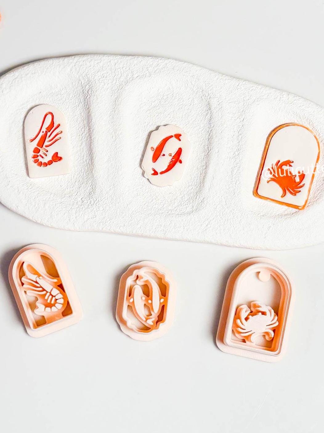 Crab Imprint Clay Cutter: Rounded Rectangle Ocean Earrings