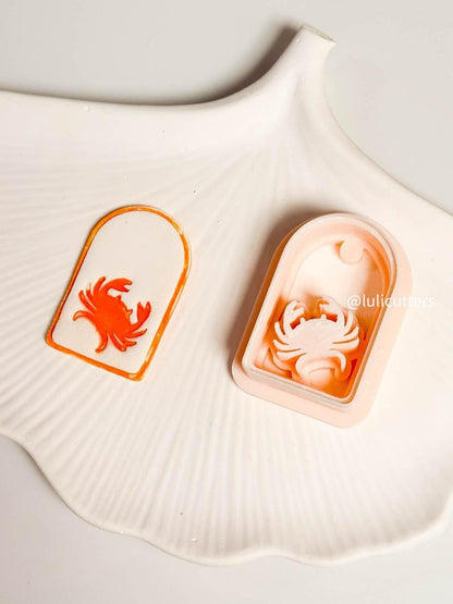 Crab Imprint Clay Cutter: Rounded Rectangle Ocean Earrings