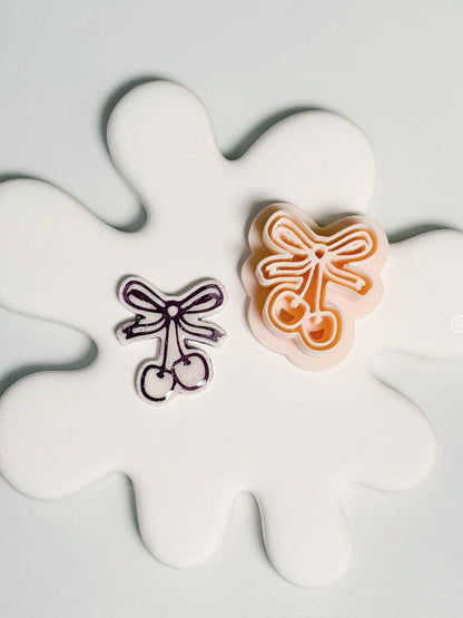 Cherry Bow Clay Cutter: Whimsical Earring Design
