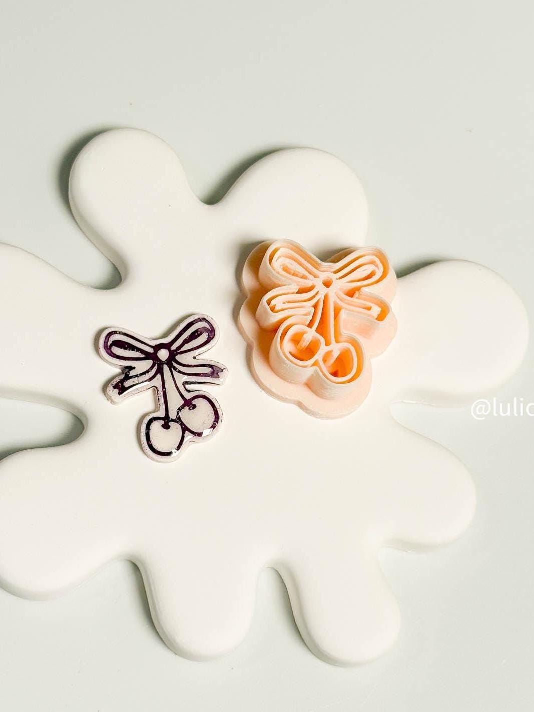 Cherry Bow Clay Cutter: Whimsical Earring Design