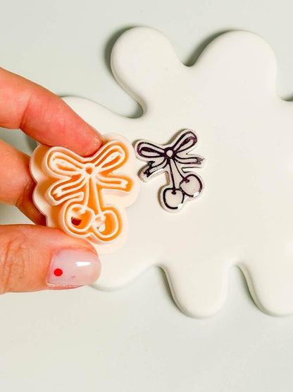 Cherry Bow Clay Cutter: Whimsical Earring Design