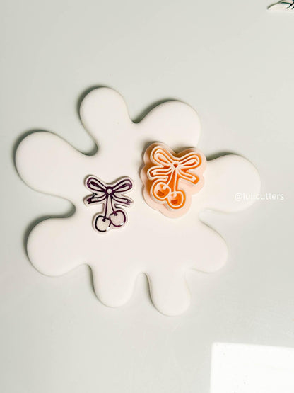 Cherry Bow Clay Cutter: Whimsical Earring Design