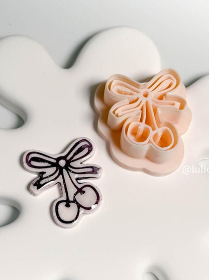 Cherry Bow Clay Cutter: Whimsical Earring Design
