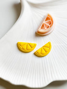 Lemon Slice Earring Cutter Citrus Polymer Clay Cutter with Imprint Details