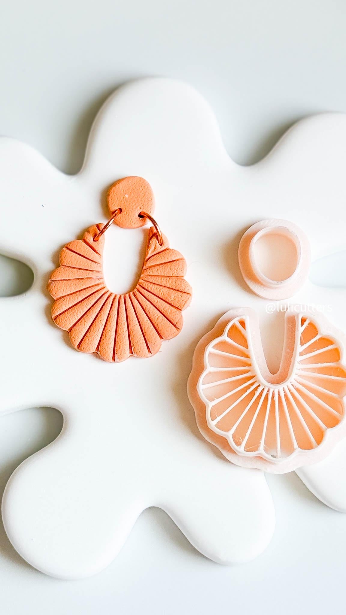Ruffle Fan Clay Cutter Set 2-Piece Earring Cutter with Radiating Imprint