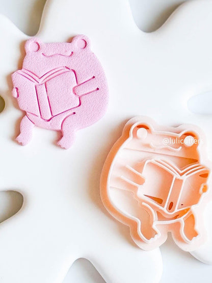 Reading Frog Cutter: Polymer Clay Imprint for Earrings & Charms