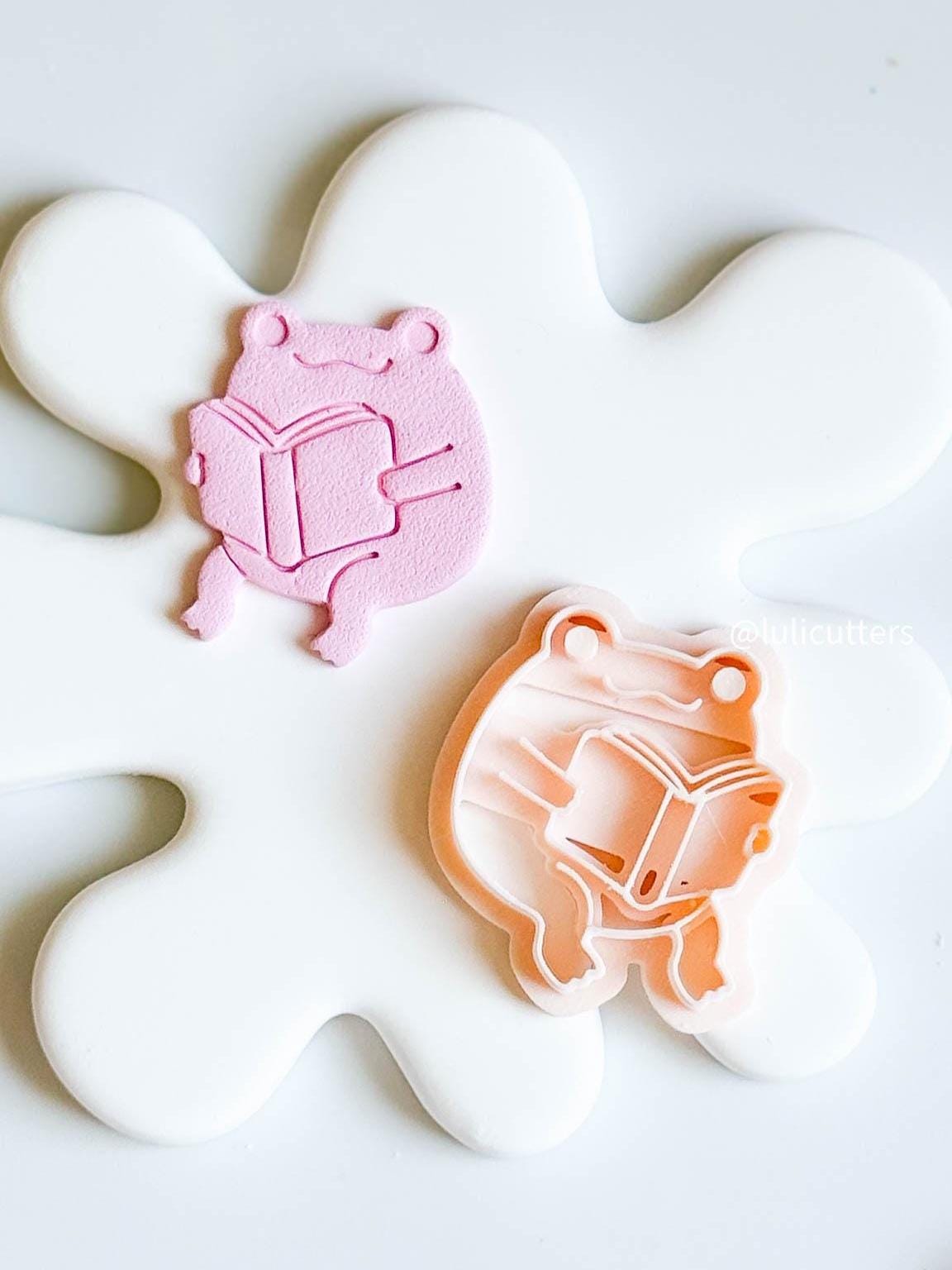 Reading Frog Cutter: Polymer Clay Imprint for Earrings & Charms