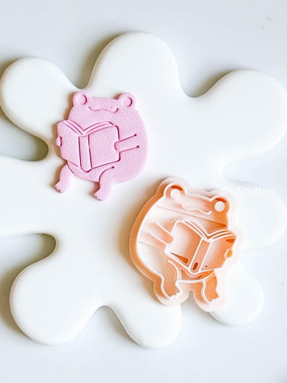 Reading Frog Cutter: Polymer Clay Imprint for Earrings & Charms
