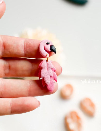 Flamingo Polymer Clay Cutter Set 3 Piece Bird Earring Cutter with Wing Details
