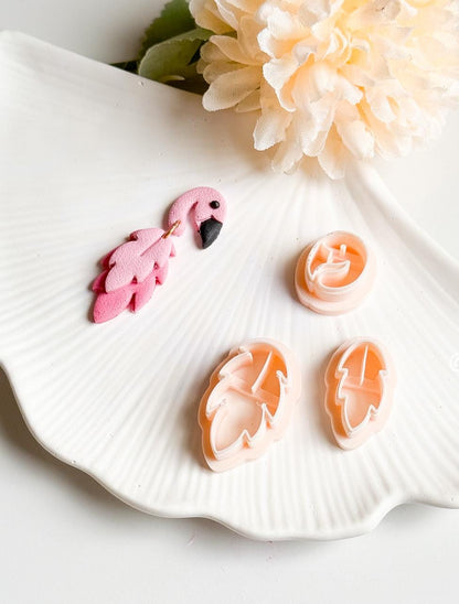Flamingo Polymer Clay Cutter Set 3 Piece Bird Earring Cutter with Wing Details