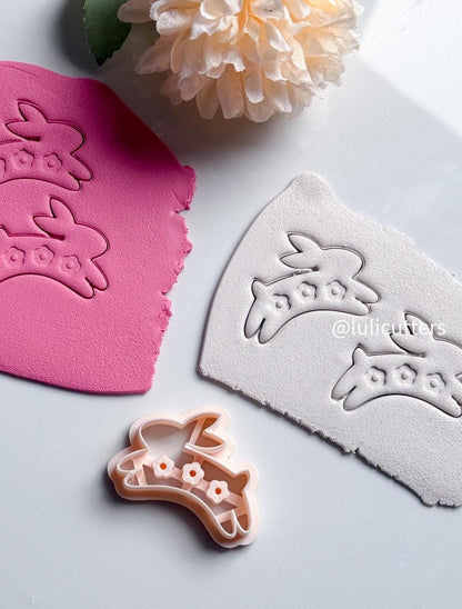Floral Bunny Polymer Clay Cutter: Spring Easter Earring Mold
