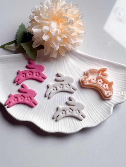 Floral Bunny Polymer Clay Cutter: Spring Easter Earring Mold