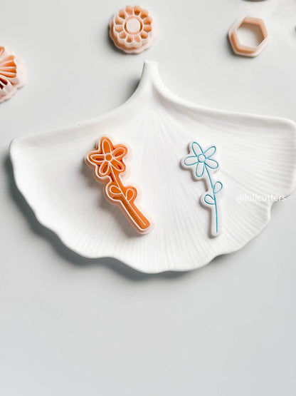 Daisy Stem Polymer Clay Cutter Whimsical Flower Imprint - 2 Size Options