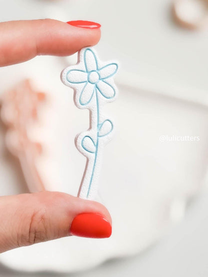 Daisy Stem Polymer Clay Cutter Whimsical Flower Imprint - 2 Size Options