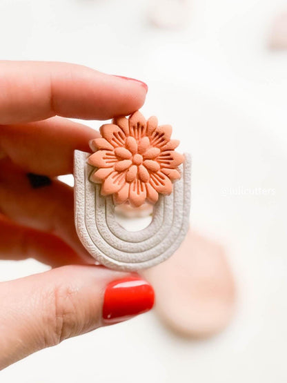 Floral Clay Earring Cutter Set Includes Base Shape + Matching Topper - 3 different options