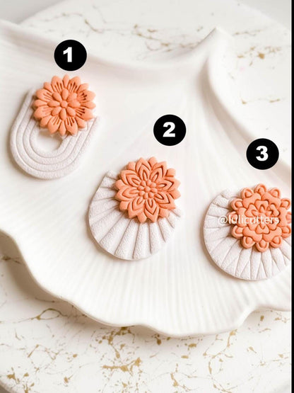 Floral Clay Earring Cutter Set Includes Base Shape + Matching Topper - 3 different options