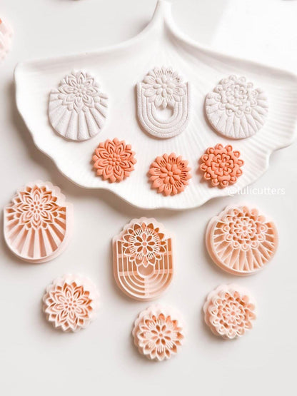 Floral Clay Earring Cutter Set Includes Base Shape + Matching Topper - 3 different options