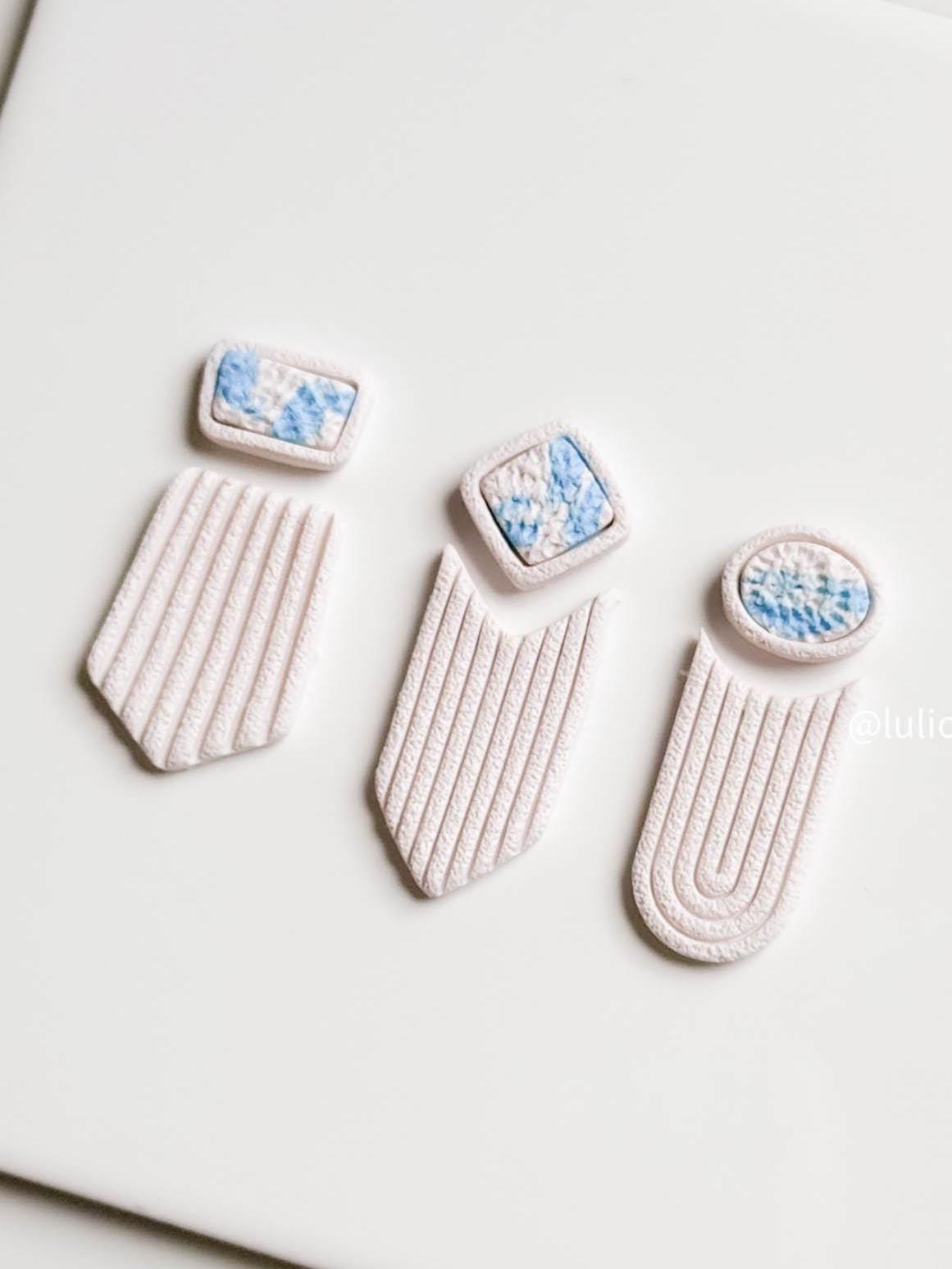 Textured Bezel Clay Earring Cutter Set Includes 3 Bold Shapes with Matching Toppers