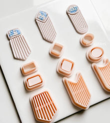 Textured Bezel Clay Earring Cutter Set Includes 3 Bold Shapes with Matching Toppers